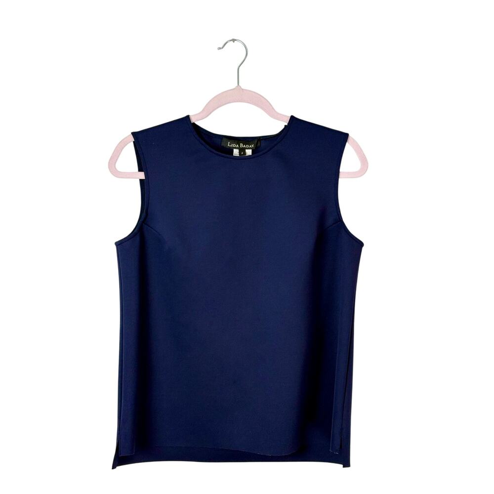 Lida Baday Women's Size 8 Blue Top Sleeveless Zipper Box Cut Sheath Fall Chic